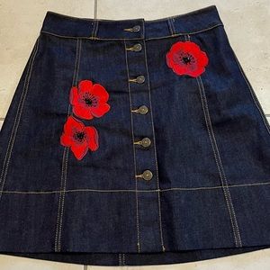 Kate Spade Embroidered Jean Skirt Size 4/ Small/ S
